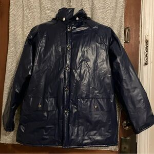 Vintage K Mart Men's Hooded Rain Jacket Windbreaker Flannel Lined Blue Size L